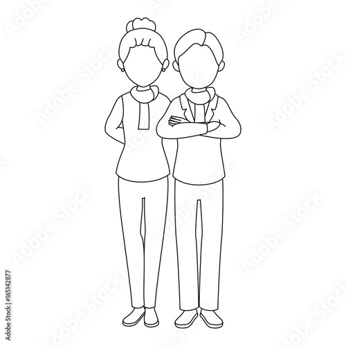 avatar couple with casual clothes icon over white background vector illustration
