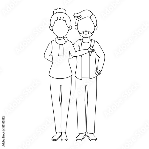 avatar couple with casual clothes icon over white background vector illustration