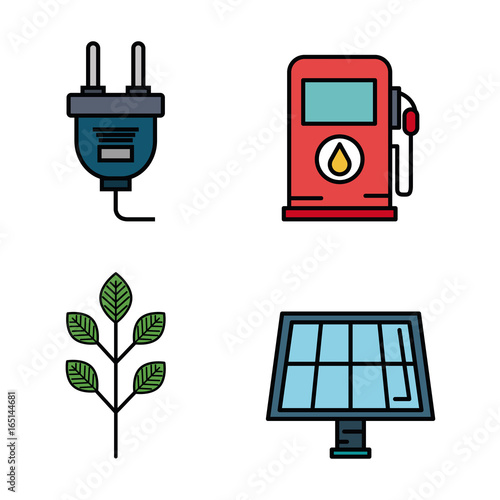Colorful energy resources set over white background