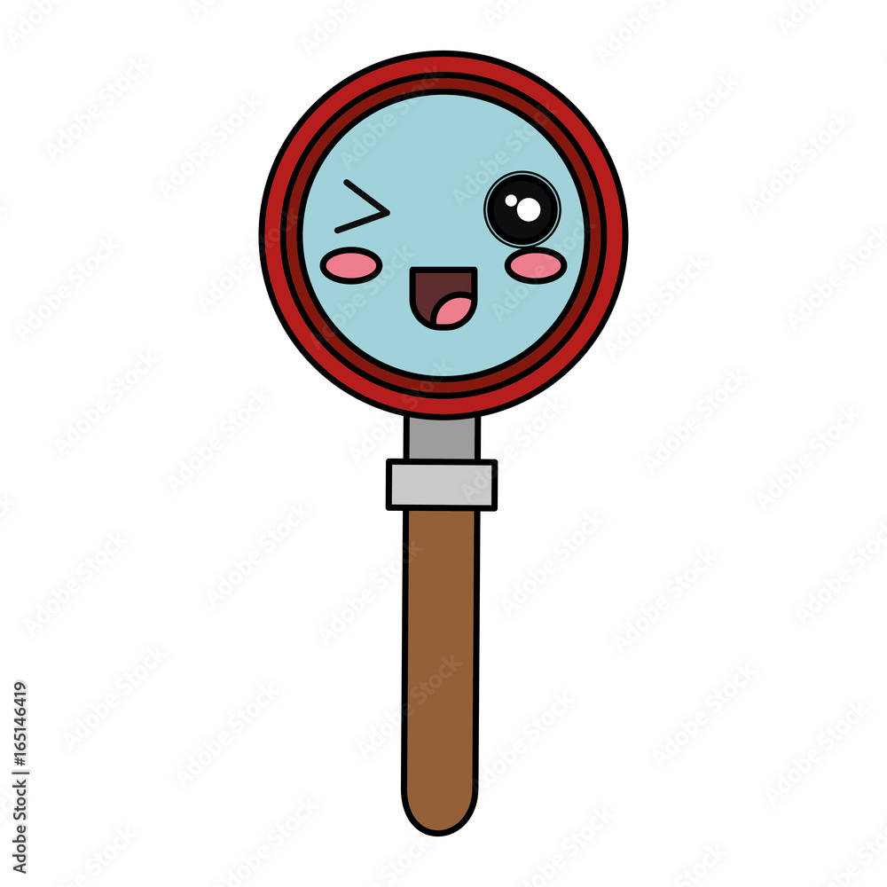 search magnifying glass kawaii character vector illustration design