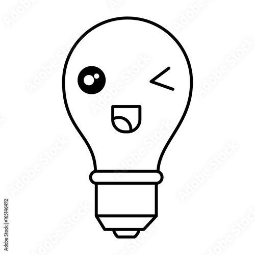 bulb light kawaii character vector illustration design
