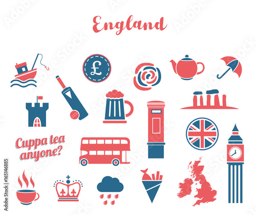 England icon vector set. Flat icons for web and mobile 