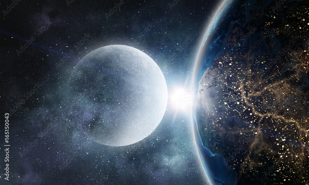 Obraz premium Moon and Earth planet