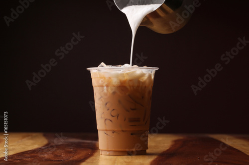 Ice cappuccino and milk foam