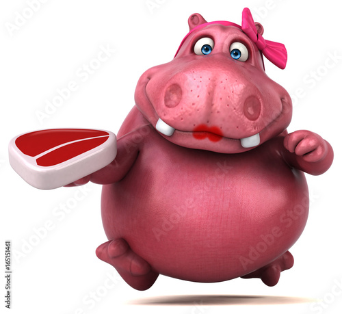 Pink Hippo - 3D Illustration