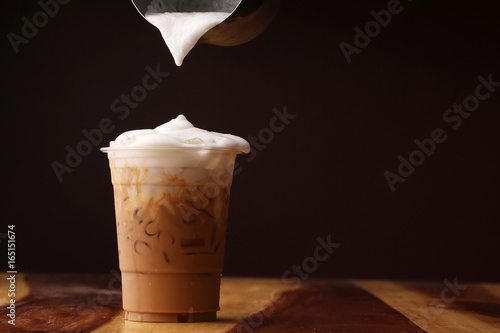 Ice cappuccino and milk foam