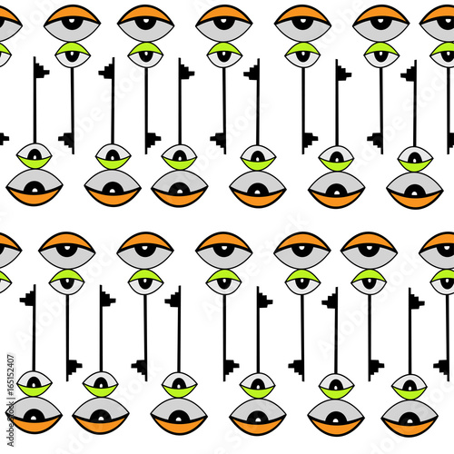 eyes and key pattern cartoon seamless pattern