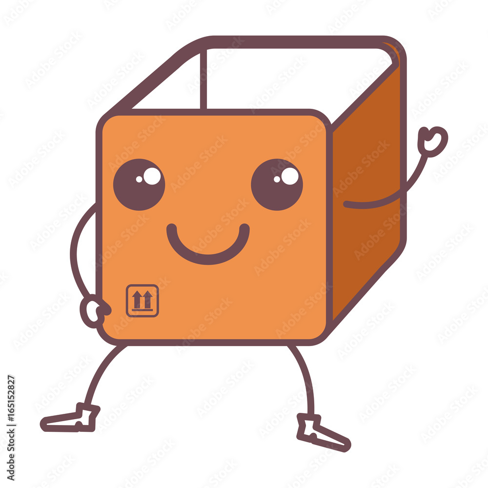 box carton delivery service kawaii character vector illustration design