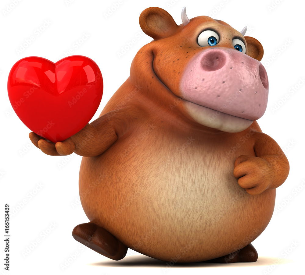 Naklejka premium Fun cow - 3D Illustration