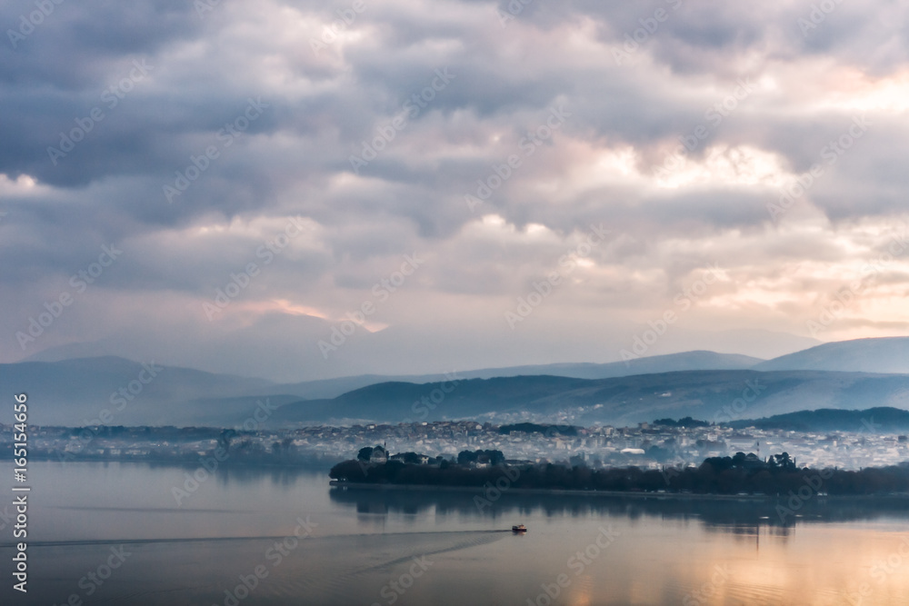 Pamvotis Lake at Ioannina, Greece Pamvotis Lake at Ioannina, Greece