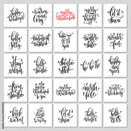 25 hand lettering poster set to christmas holiday design