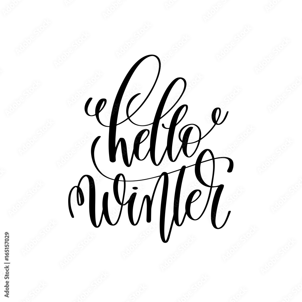 Fototapeta premium hello winter hand lettering inscription to winter holiday