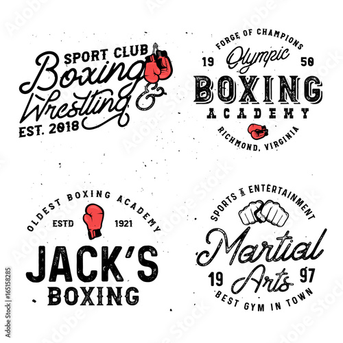 Set of boxing & mma themed retro logo templates