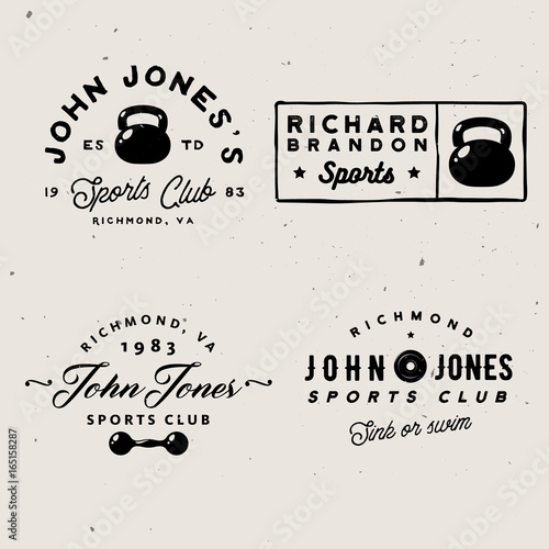 Retro gym logo templates with some fitness themed design elements