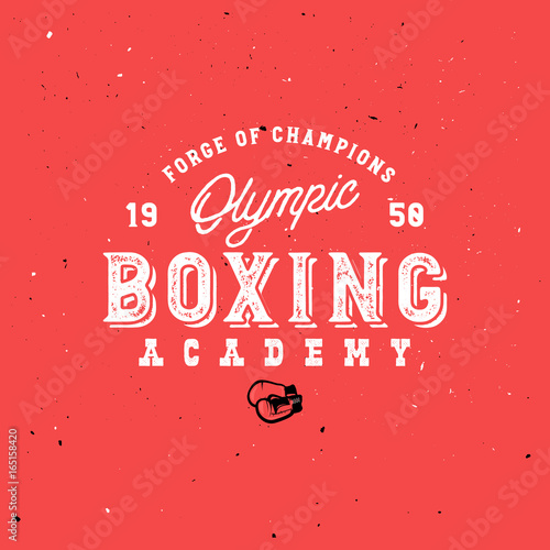 Boxing themed retro logo templates in vintage style with grunge effect.