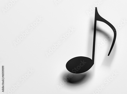 3d render of music note with perspective in monochrome