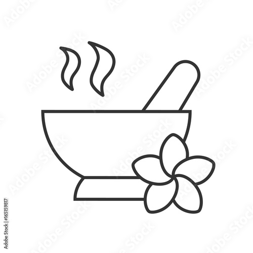 Spa salon mortar and pestle linear icon