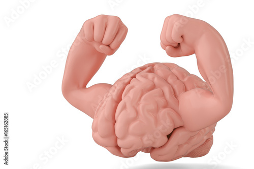 Brain and muscle strong brain 3D illustration