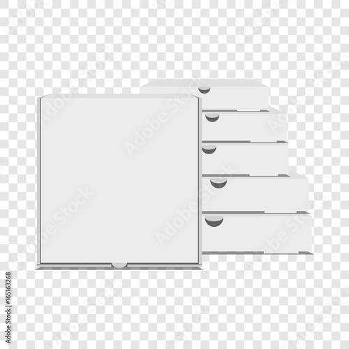 Pizza boxes icon, realistic style