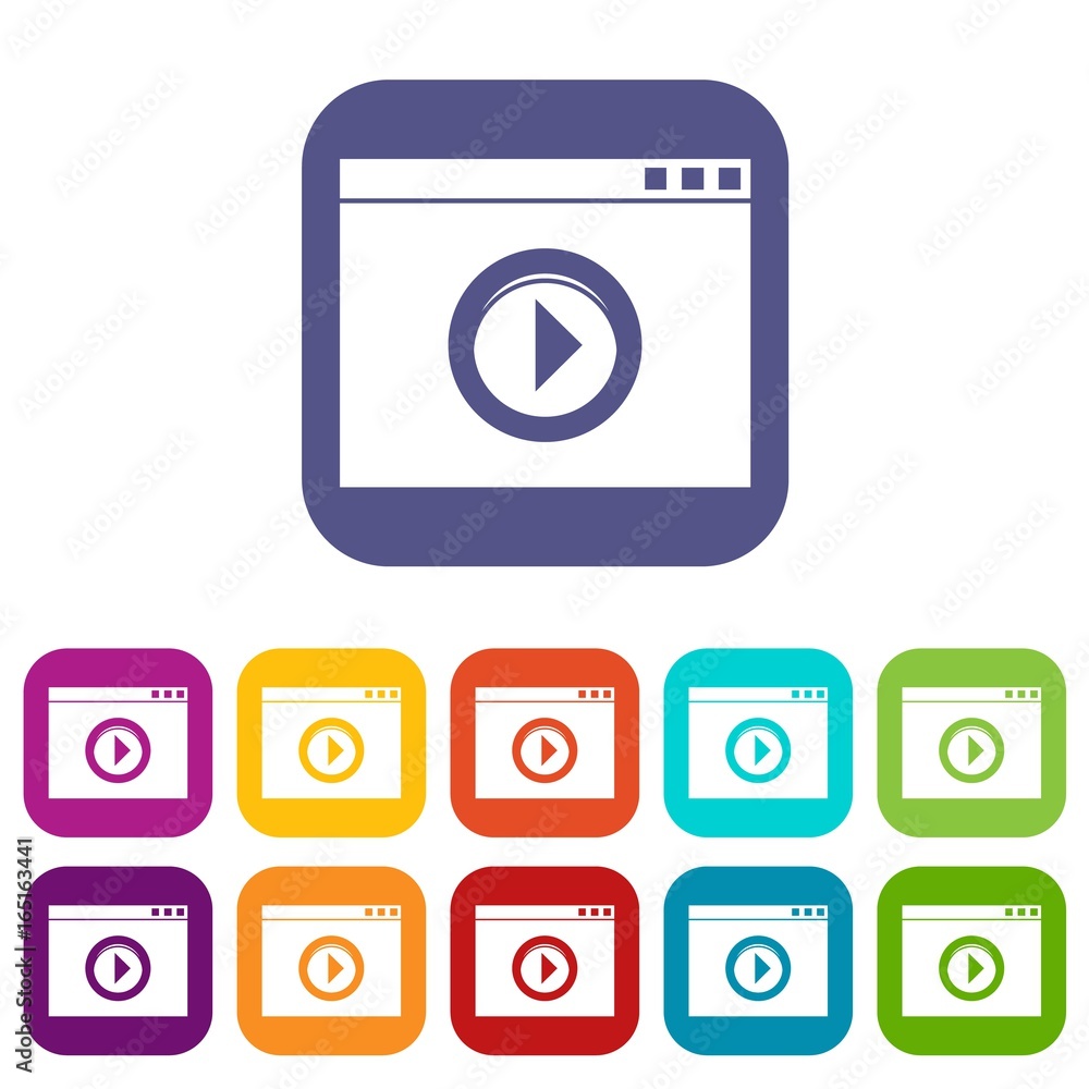 Video player icons set Video player icons set