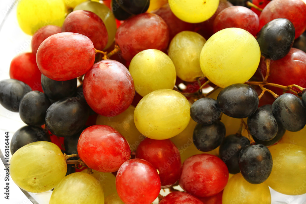 Bright assortment tasty ripe grapes