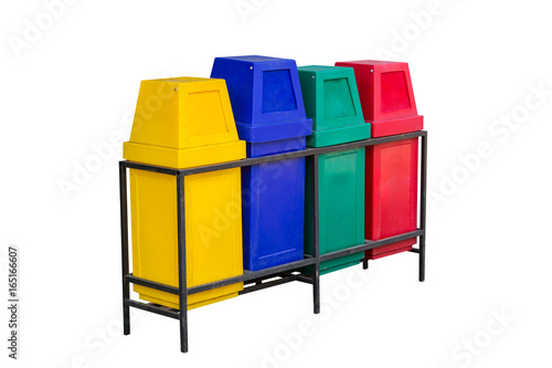 Colorful Recycle Bins isolated on white background