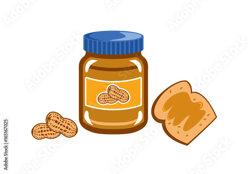 Peanut Butter vector. Jar of peanut butter on white background