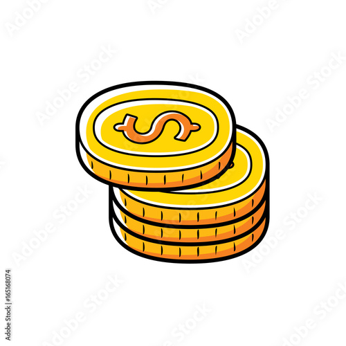 Coins stack isolated. Cash money icon.