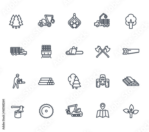 timber industry icons on white