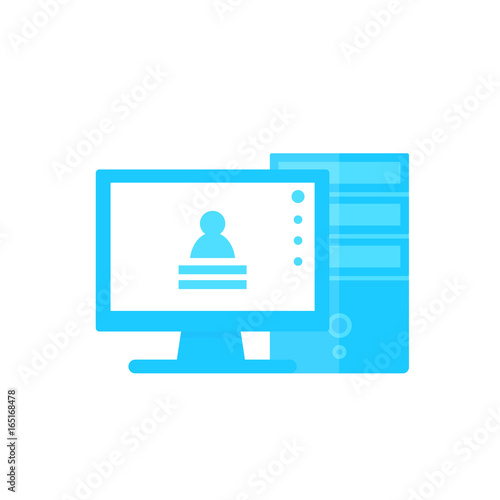 workstation computer vector illustration, flat style