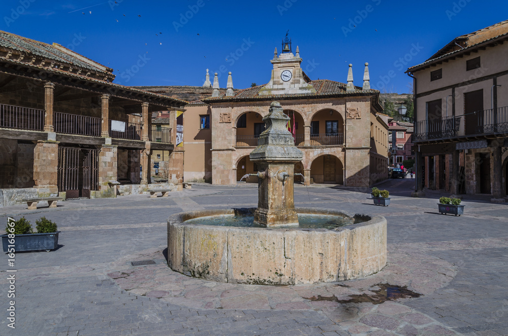 Naklejka premium Central square of the medieval village of Ayllon