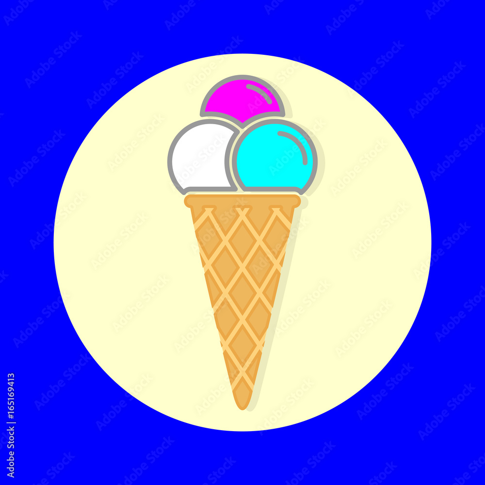 Ice cream cone vector line icon. Vector illustration. Flat design style. Ice cream cone vector line icon. Vector illustration. Flat design style.