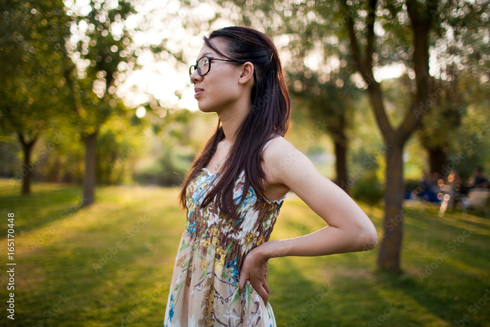 beautiful girl standing on the grass beautiful girl standing on the grass