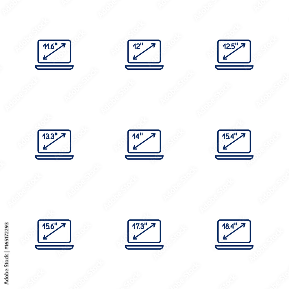 A picture depicting different diagonals of laptop screens A picture depicting different diagonals of laptop screens