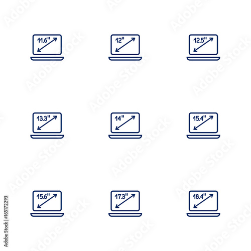 A picture depicting different diagonals of laptop screens