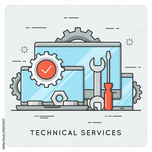 Technical services. Thin line concept.