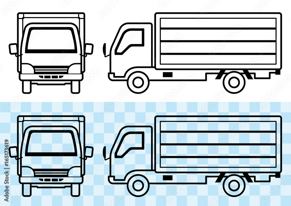 トラックの線画 正面と横 Stock ベクター Adobe Stock