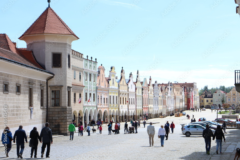 The famous 16th-century houses on the main square in Telč, Czech republic 