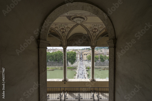 View from the Mausoleum of Hadrian or Castel Saint Angelo. Bridg