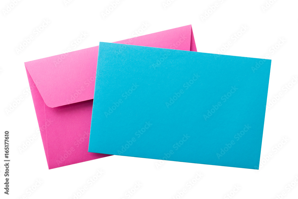 cyan and magenta envelopes isolated on white background cyan and magenta envelopes isolated on white background