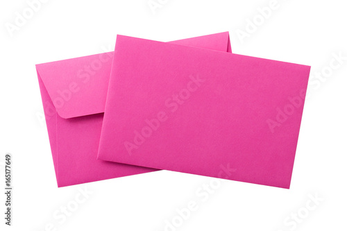 pink envelopes isolated on white background