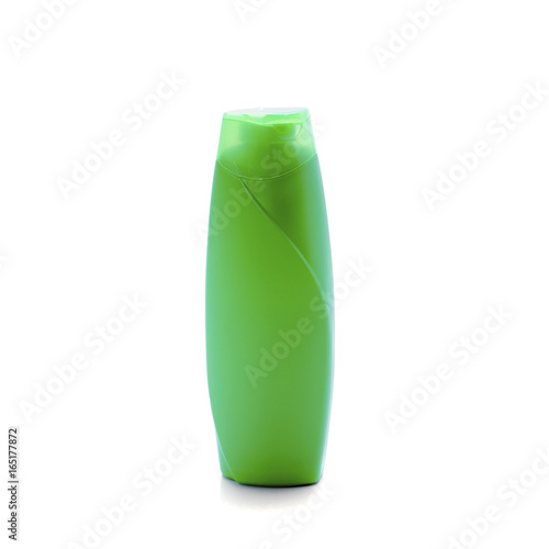 bottle plastic green isolated on white background