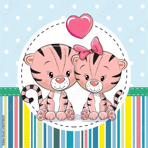 Two cute Cartoon Tigers