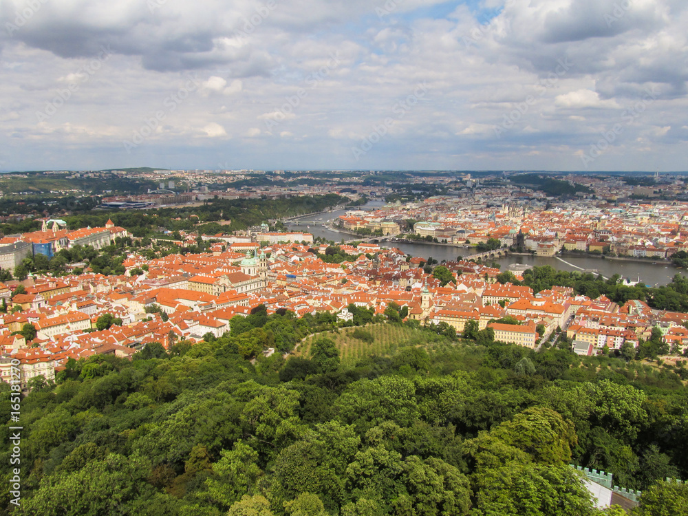 Cityscape of Prague with river Vltava