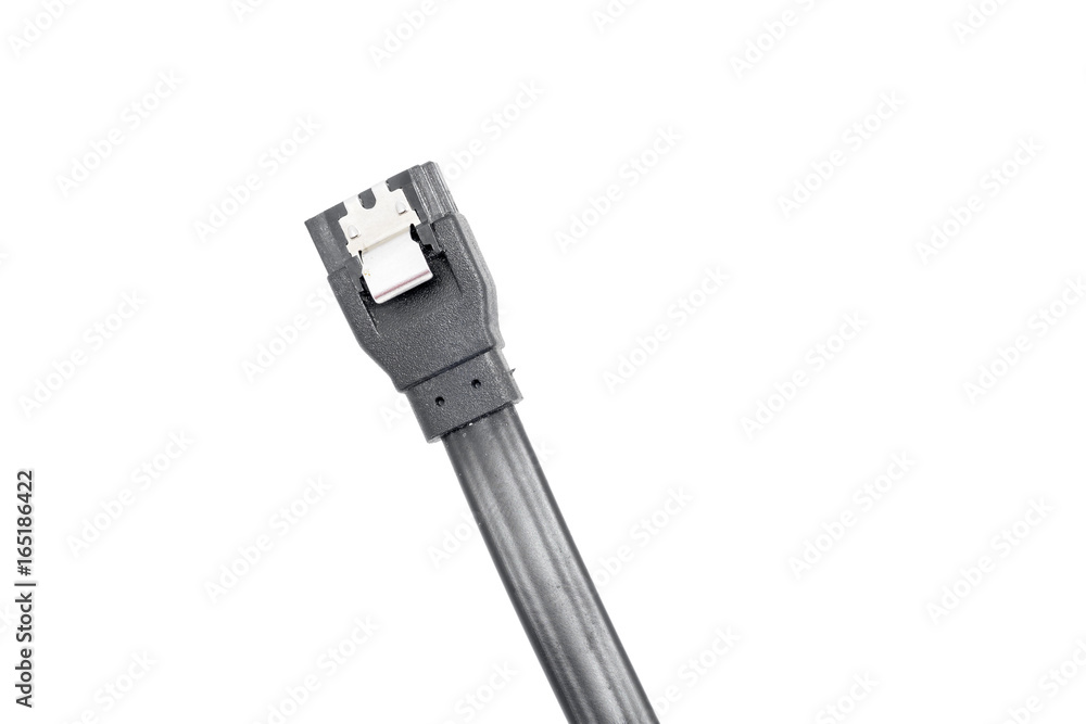 Black Serial-ATA cable on white. Black Serial-ATA cable on white.