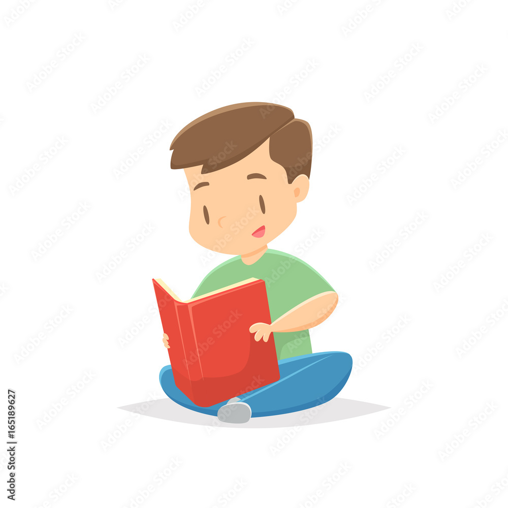 Cartoon boy reading book vector illustration Stock Vector | Adobe Stock