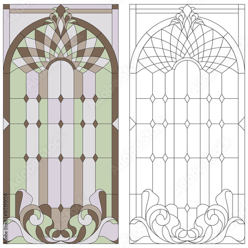 Stained-glass pattern in neoclassic style. Vector