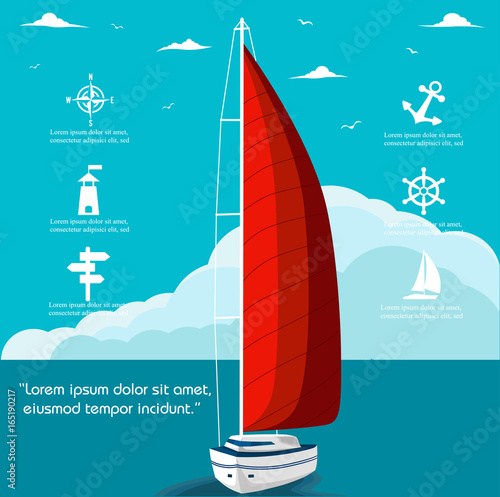 Yacht club flyer design with sail boat