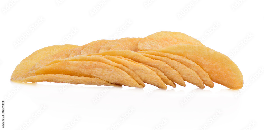 crispy potato chips isolated on white background crispy potato chips isolated on white background