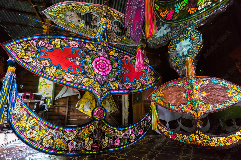 Traditional moon kite or locally known as "Wau Bulan" on display at